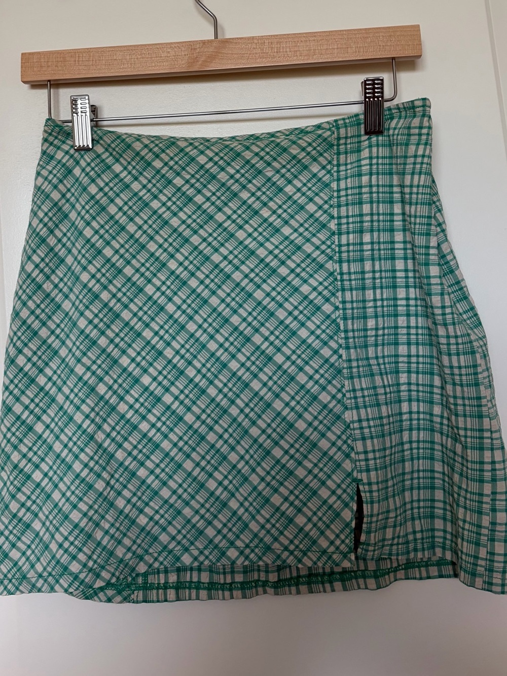 Urban Outfitters- Green Plaid Wrap Mini Skirt - Picture 7 of 7